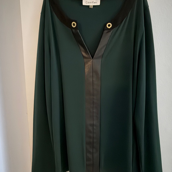 Calvin Klein Tops - Calvin Klein Dark Green Top with Black Details